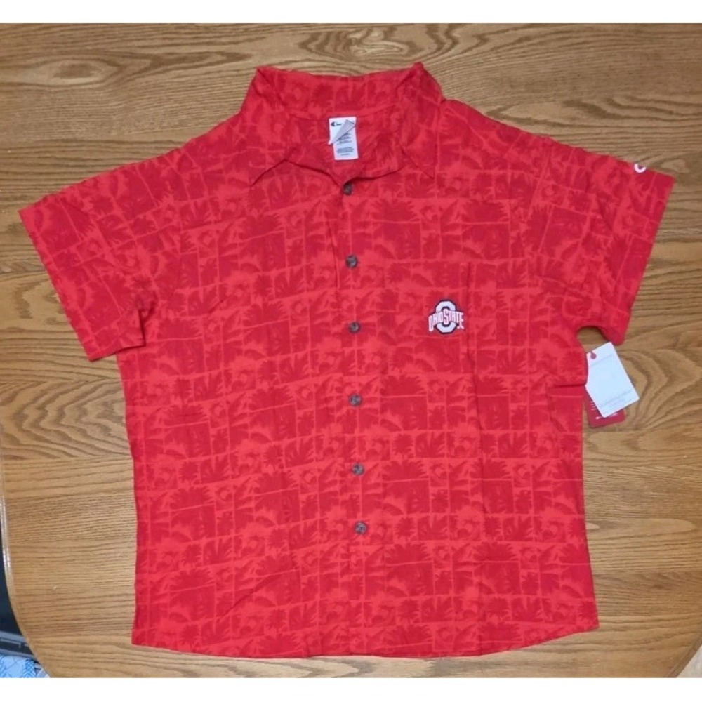 Champion Ohio State Buckeyes Hawaiian Shirt Size XL Red NWT NEW